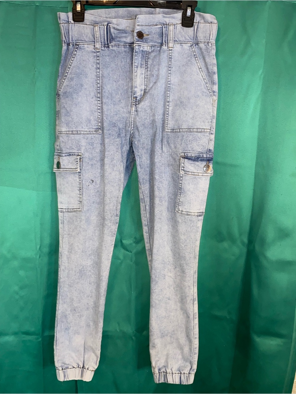 V.l.P. Juniors Light Wash Denim Cargo Joggers